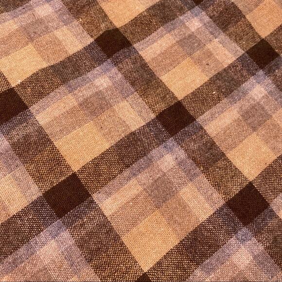 Wool Blend Brown and Cream Plaid Wrap - Picture 9 of 9